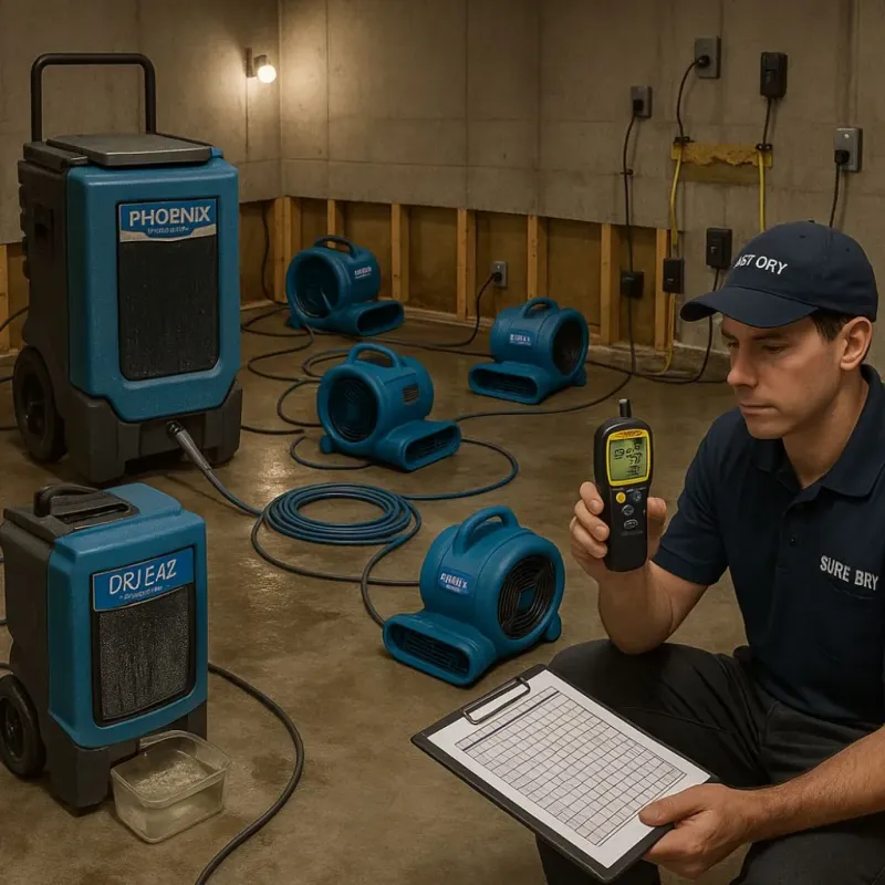 Structural Drying and Dehumidification process in Rialto, CA